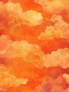 橙色梦幻云朵背景图案