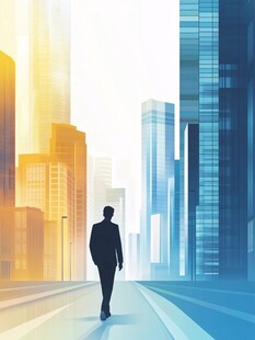 都市中独行的商务人士