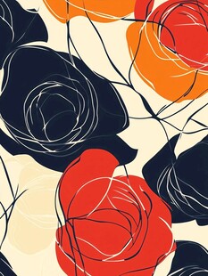 抽象线条玫瑰花图案背景