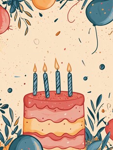 生日蛋糕庆祝插画