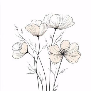 手绘简约花朵插画