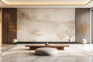 新中式客厅山水意境背景墙