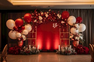 中式婚礼浪漫气球花卉布置