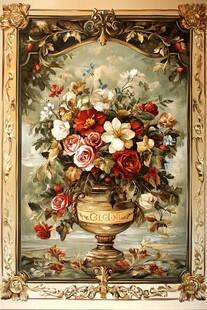 欧式花卉装饰画花瓶图景