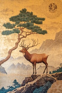 松鹿图 中式山水间的祥瑞景象