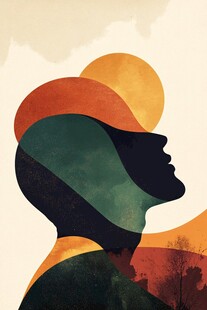 抽象多彩人物头部轮廓图