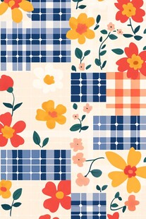 花朵格子拼接图案设计