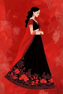 印度风情美女的华丽纱丽