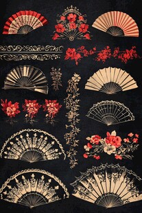 古典折扇花卉图案素材集