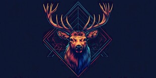 炫彩几何风鹿头图案设计