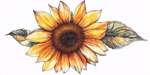 手绘向日葵花朵插画