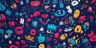 卡通怪兽涂鸦图案背景