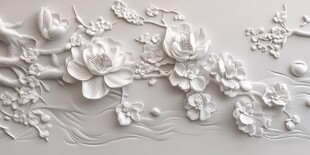 立体浮雕花卉艺术装饰