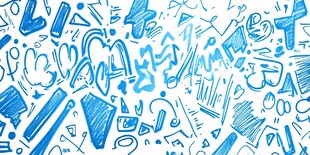 蓝色手绘涂鸦风格背景图案