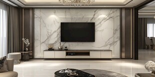 现代奢华大理石客厅电视墙