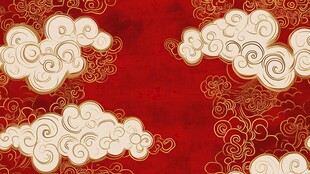 红色祥云中式传统背景图