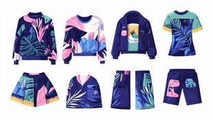 热带风印花服装系列展示