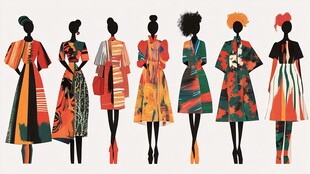 多彩时尚女性服饰剪影