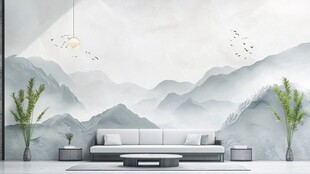 新中式山水客厅雅致场景