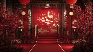 中式喜庆婚礼场景布置