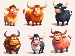 可爱卡通牛形象集合
