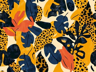 热带风植物图案印花设计