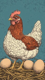 母鸡与蛋 温馨田园画面