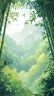 竹林深处的山水诗意画卷