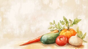 水彩绘多彩新鲜蔬菜