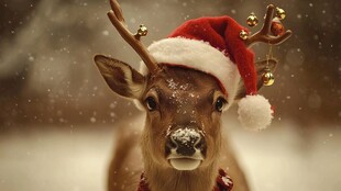 戴圣诞帽的小鹿