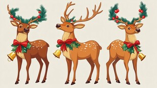 三只圣诞小鹿装饰图