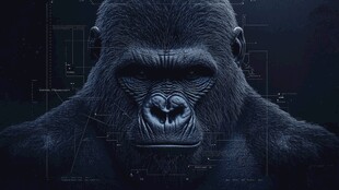 机械风格大猩猩头部特写