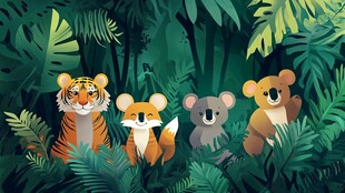 丛林中的可爱动物们