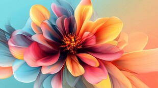 梦幻多彩绽放花朵