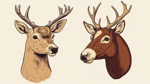 双鹿头像插画