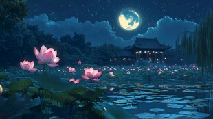 荷塘月夜古风美景