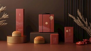 中式月饼礼盒精美展示