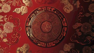 中式古典花纹精致圆形图腾