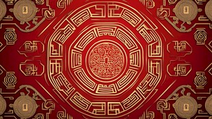 中式古典红金传统花纹背景