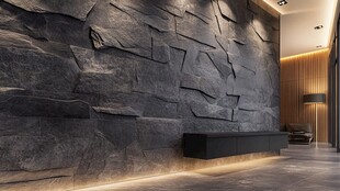 现代室内石墙装饰空间