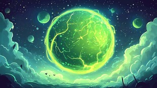 梦幻绿星球的宇宙奇幻景象