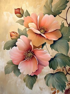 艳丽花卉绘画艺术作品