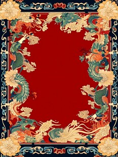 中式龙凤呈祥古典边框图案