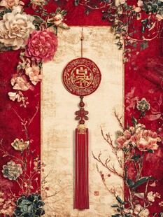 中式喜庆挂饰与繁花装点