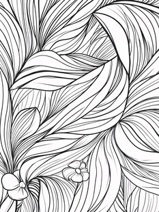 黑白线条花卉纹理图案