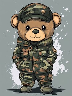 迷彩小熊军装风超可爱