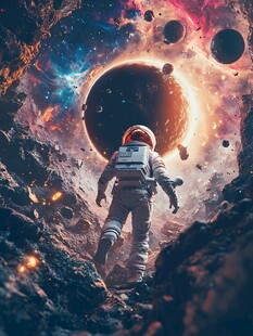 宇航员探秘奇幻宇宙空间