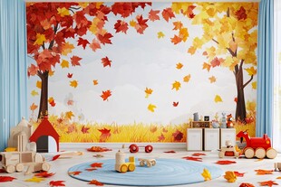 秋日童趣儿童房温馨场景