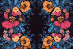 花卉对称图案设计素材