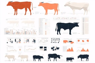 牛主题数据图表与图形集合